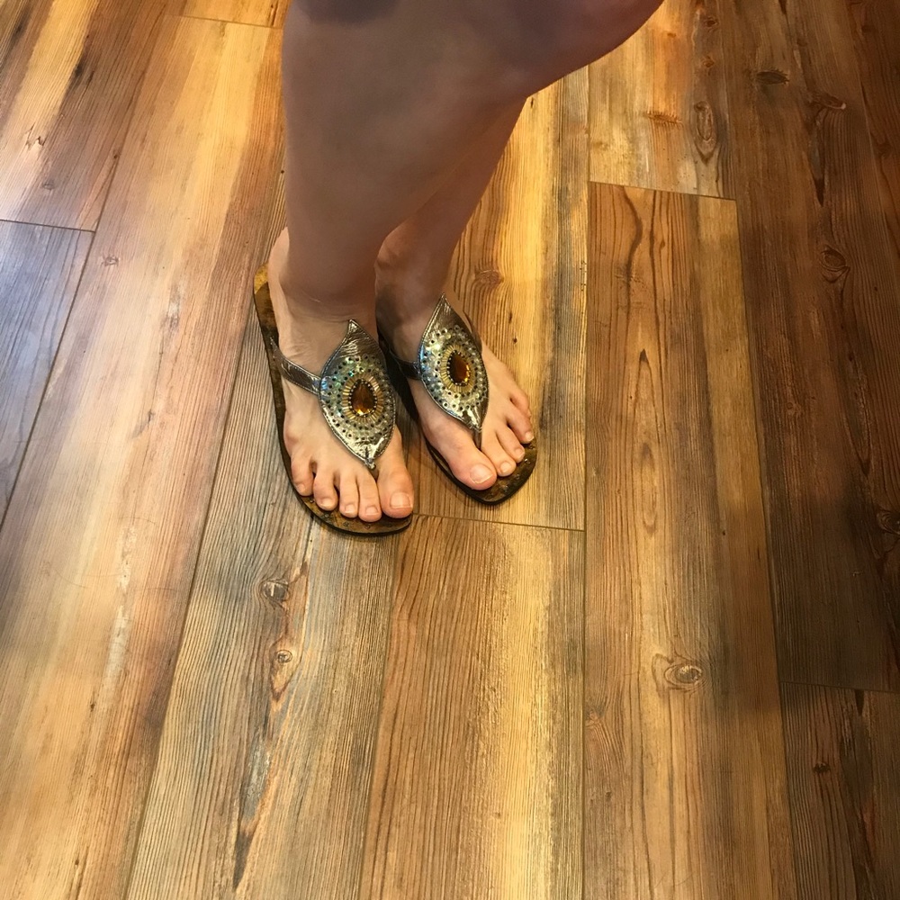Chinese Laundry Adorned Leather Flip Flops